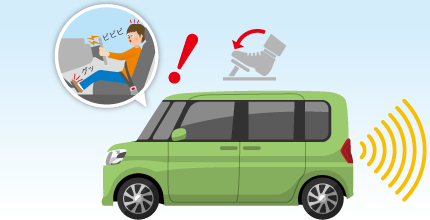 車と運転手 ペダル踏み間違い注意イラスト