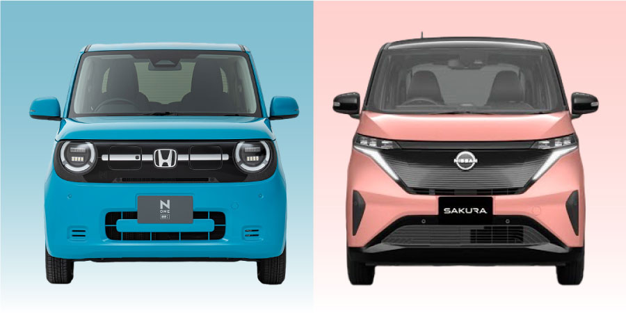 N-ONE e:(左)と日産サクラ(右)